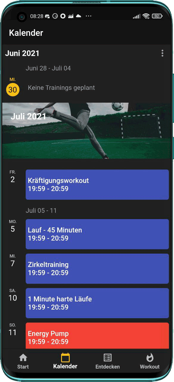 Trainingsplan Vorschau